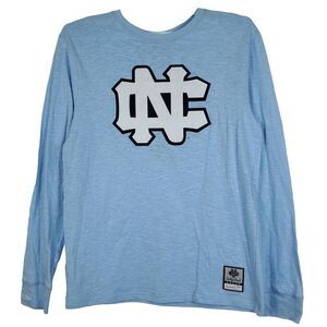 UNC‎ Tar Heels Mitchell & Ness NCAA L Large Longsleeve Shirt Cut Felt Blue NWT